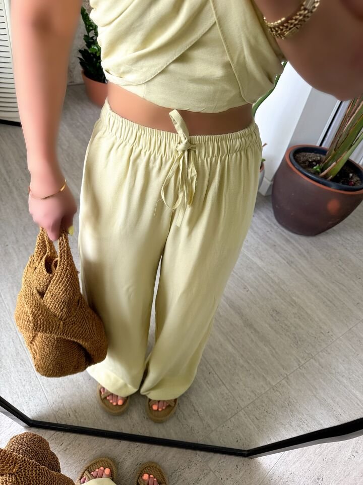 Boyundan Bağlamalı Keten Takım