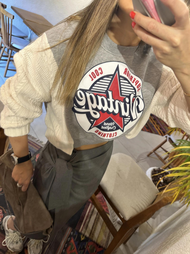 Triko Detaylı Sweat