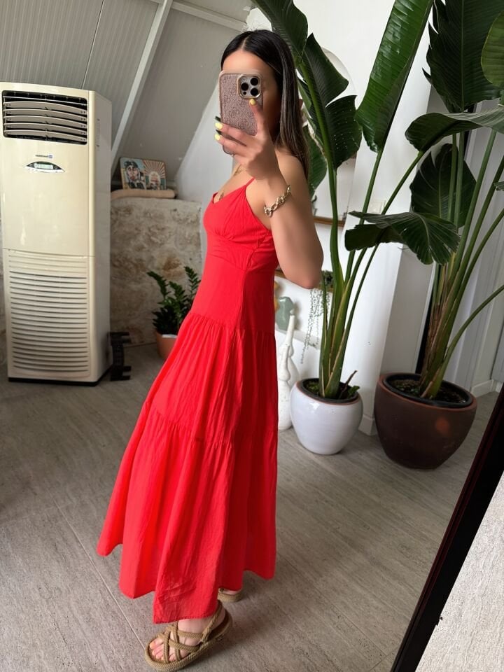 İp Askılı Flora Elbise