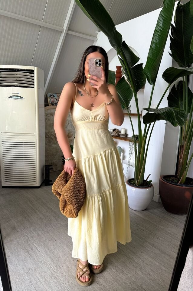 İp Askılı Flora Elbise