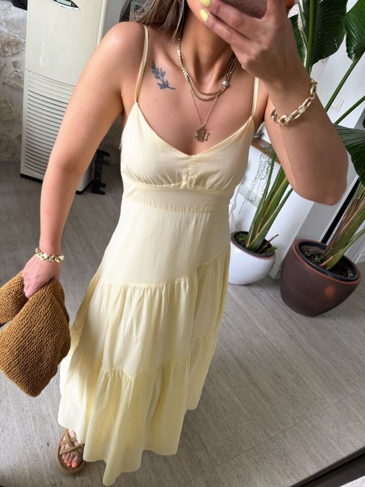 İp Askılı Flora Elbise