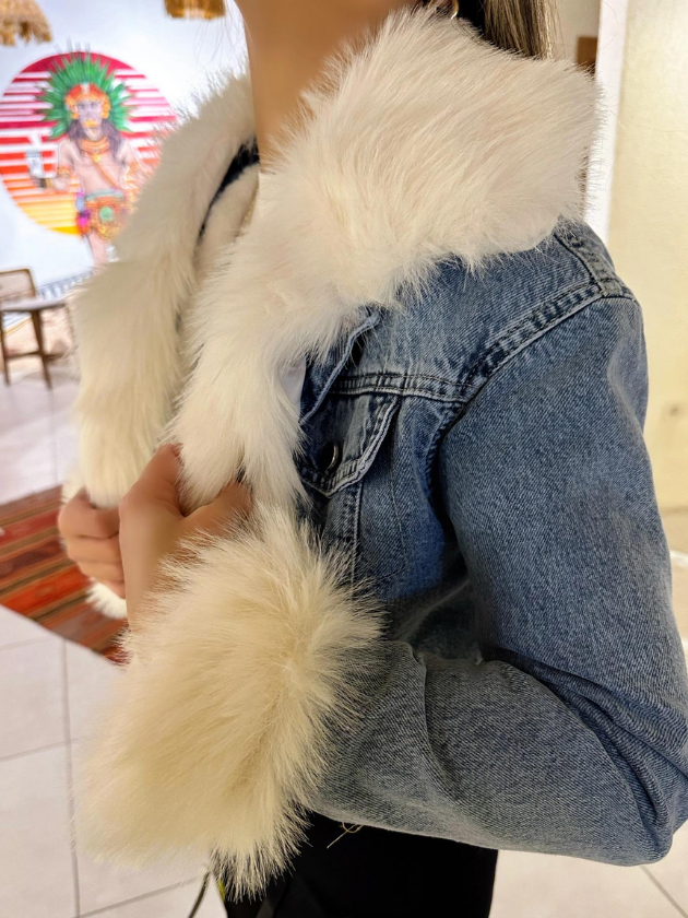 Kürklü Denim Mont