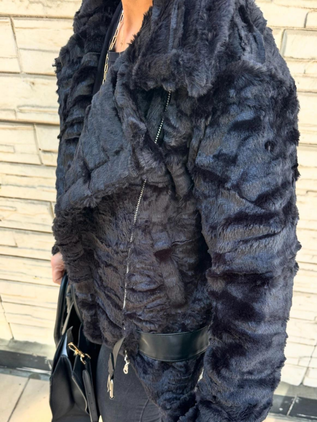 Kürklü Biker Ceket