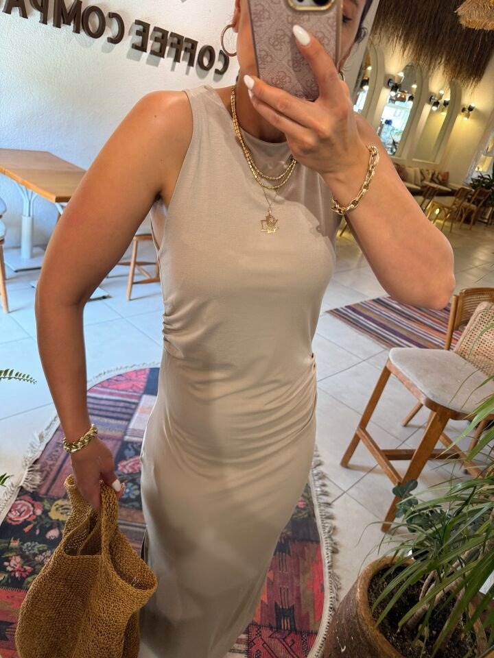Drapeli Basic Midi Elbise