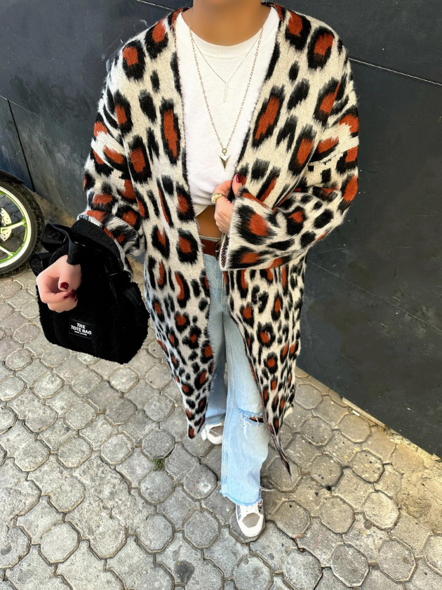 Leopar Desen Hırka