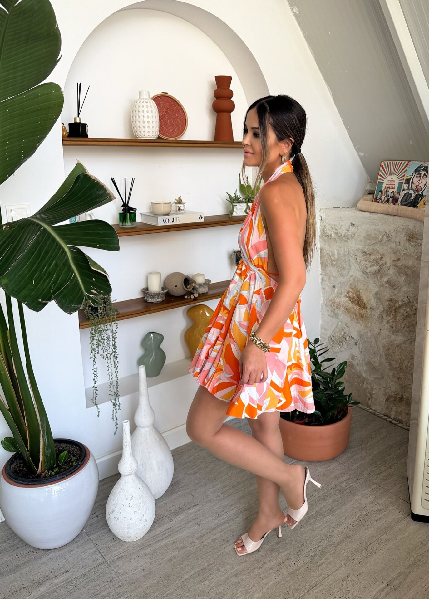 Sırt Detaylı Flora Mini Elbise