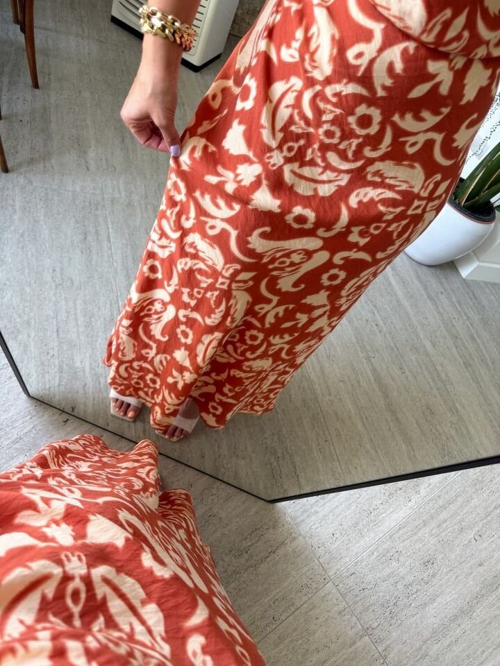 Tek Omuz Drapeli Keten Elbise