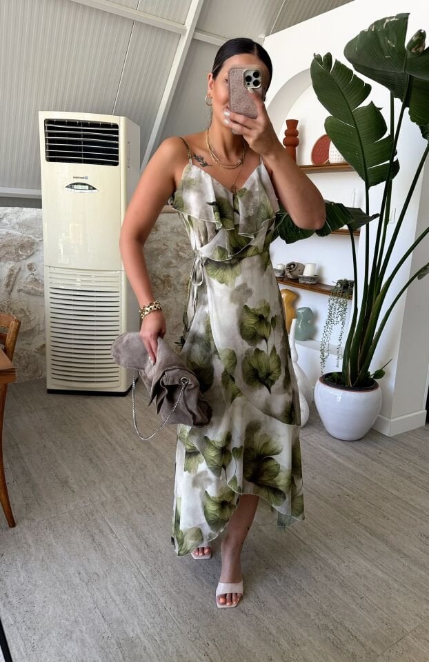 Kruvaze Floral Desen Elbise