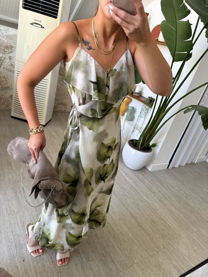 Kruvaze Floral Desen Elbise