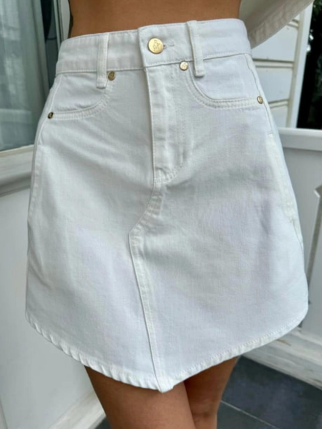 Üçgen Kesim Denim Etek