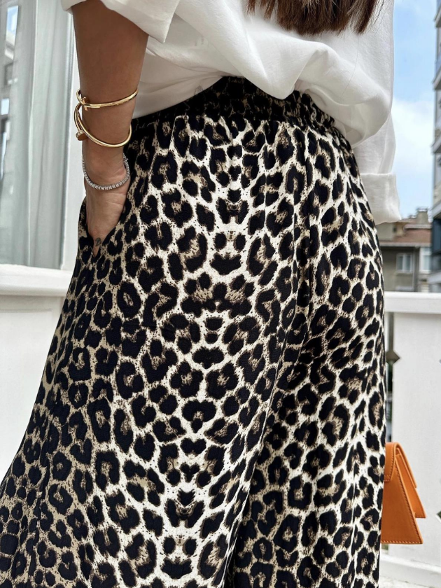 Leopar Palazzo Pantolon