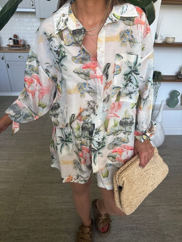 Şifon Gömlek Şort Takım