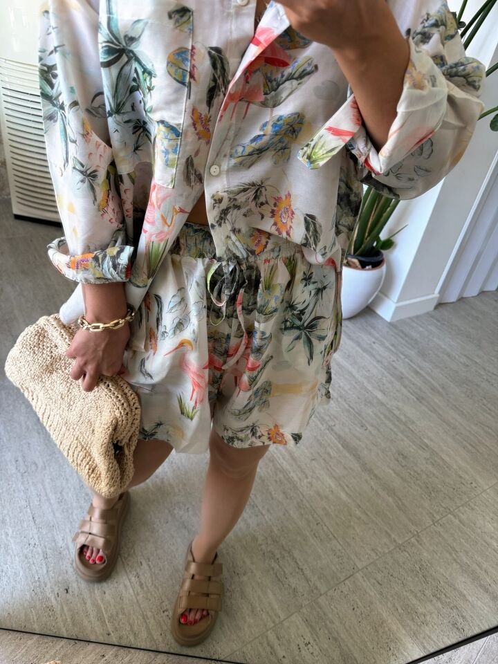 Şifon Gömlek Şort Takım