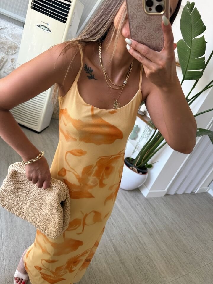 İp Askılı Flora Elbise