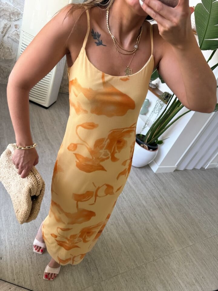 İp Askılı Flora Elbise