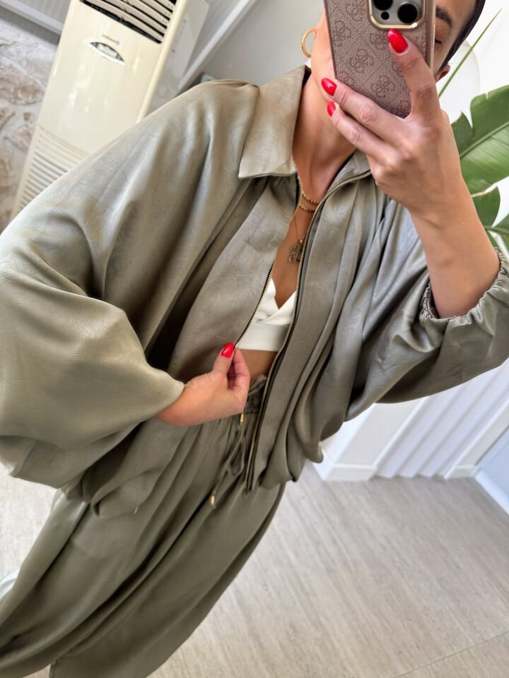 Saten Bomber Ceket Şalvar Takım