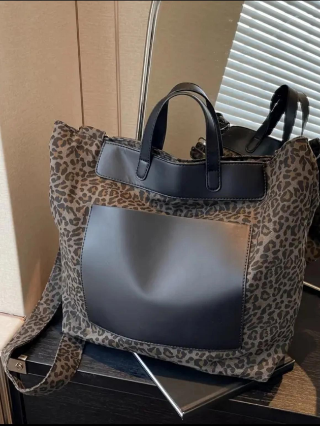 Leopar Desen Tote Çanta