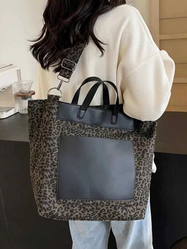 Leopar Desen Tote Çanta