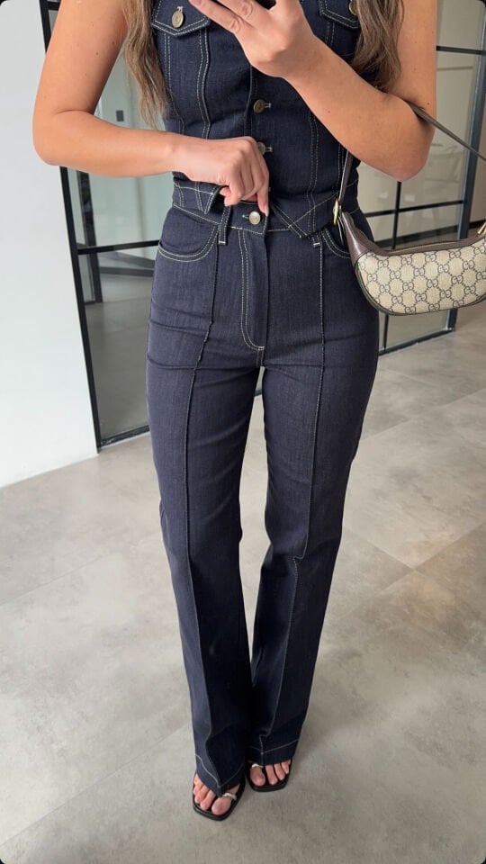 Yelekli Denim Takım