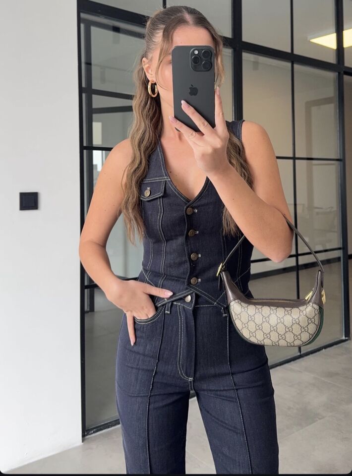 Yelekli Denim Takım