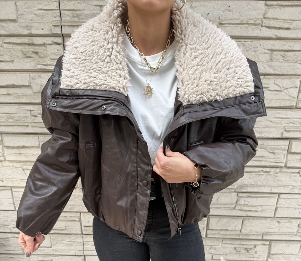 Kürklü Deri Bomber Mont