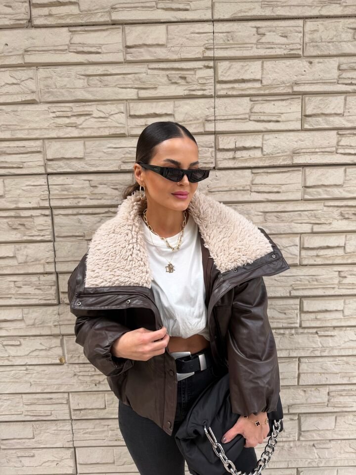 Kürklü Deri Bomber Mont