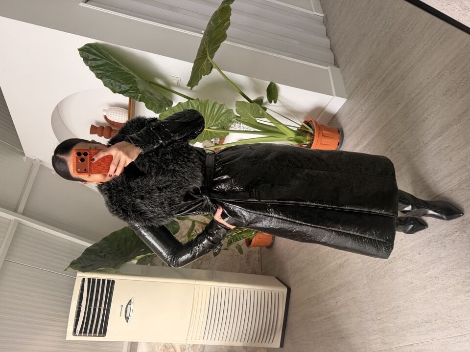 Premium Seri Kürklü Vinil Trenç